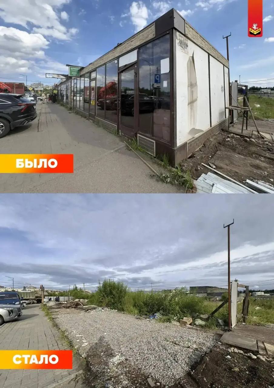 На Кудровском проспекте демонтируют незаконные торговые ларьки